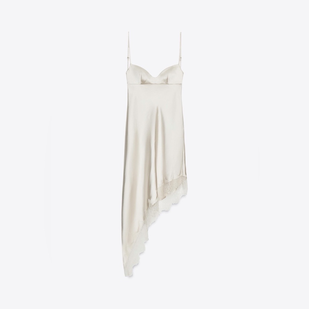 Zara Satin Lace Trimmed Slip Dress in Champagne and Ivory - Picture 8 of 10